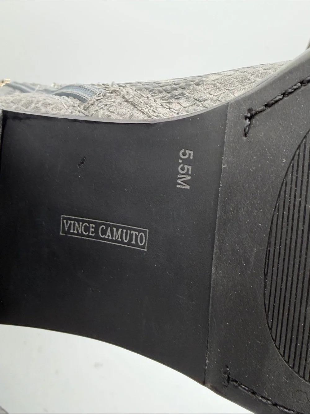 Vince Camuto Grey Snake-Print Knee Boots